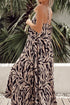 Black Abstract Print Open Back Boho Loose Maxi Sundress